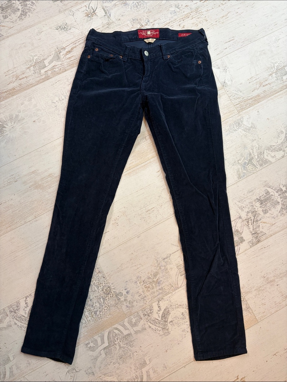 Lucky Brand Navy Blue Zoe Skinny Corduroy Pants Size 6/28